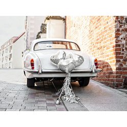 Svatební dekorace na auto - stříbrná